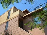 side detail with port orford cedar cladding