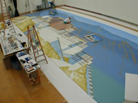 painting the backdrop at wet studios